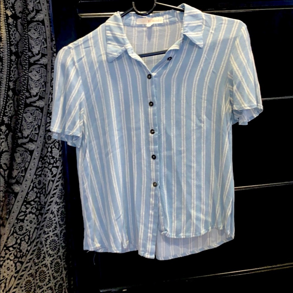 A striped button up short sleeve